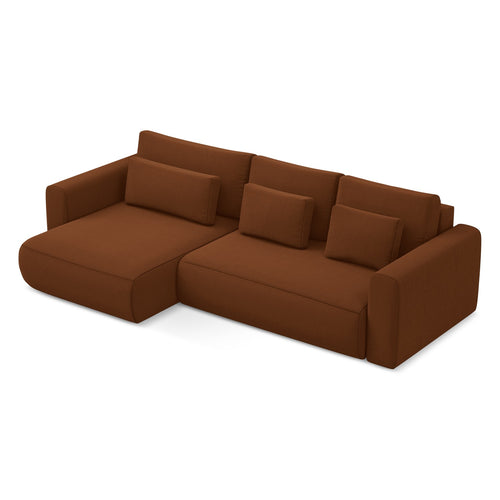 LaMiaSofa hoekbank links Perugia - velours - terracotta - 278x149x82