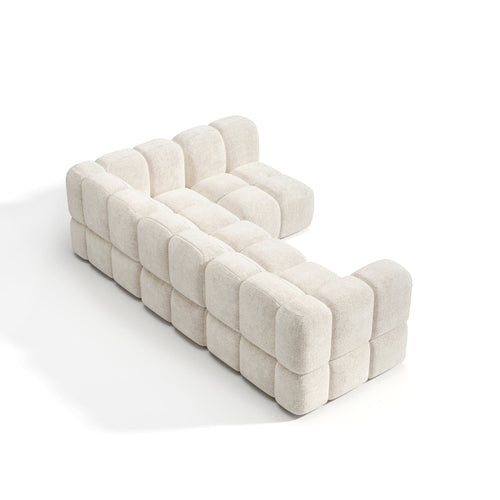 Sia Home - Modulaire hoekbank rechts NUBI - fluweel met structuur  256cm