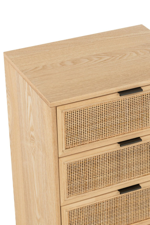 J-Line kast 5 Lades - hout/metaal - naturel/zwart