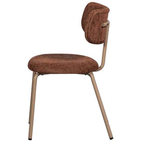 WOOOD eetkamerstoelen Travis - Polyester - Bruin - Set van 2