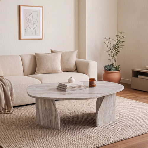 Calicosy - ROCK Salontafel met brede poten - Steen - 60x100x35 cm