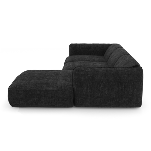 Sia Home - Rechthoekige hoekbank LIVIA - geweven fluweel donker antraciet 272cm