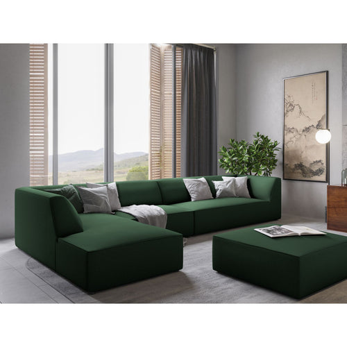 Cosmopolitan Design - Modulaire hoekbank links Siena 5-zits, structurele stof groente - 180x366x69cm