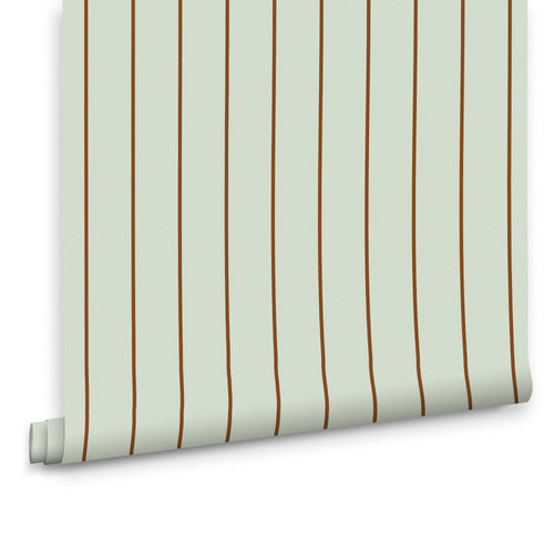 MADE Vliesbehang - Kyria Mint & Chocolate Stripe