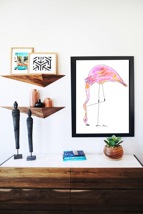 Catchii poster Flamingo Head Down - meerkleurig - 297x210 cm