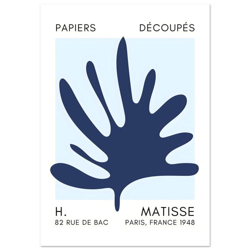 Artfulprints Poster met Lijst Matisse – Coral drift navy blue I   - 50x70 cm - Blauw