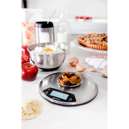 Brabantia Profile Digitale keukenweegschaal rond, met kookwekker - Matt Steel