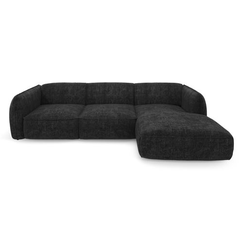Sia Home - Rechthoekige hoekbank LIVIA - geweven fluweel donker antraciet 272cm