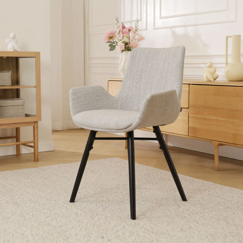 Nolon Nena-Eef Eetkamerstoel Beige Gemêleerd - Zwarte Houten Poten - vtwonen shop