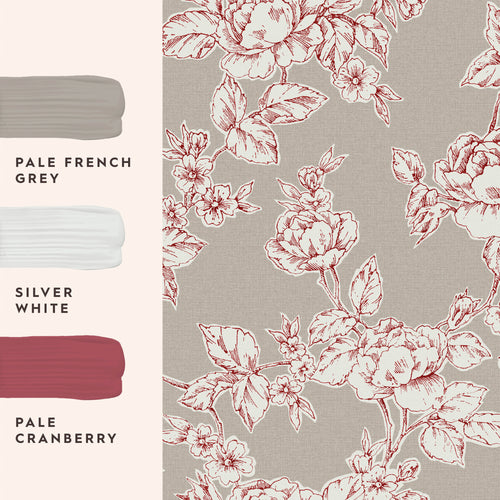 Laura Ashley Vliesbehang - Pollington Roses Donkergrijs