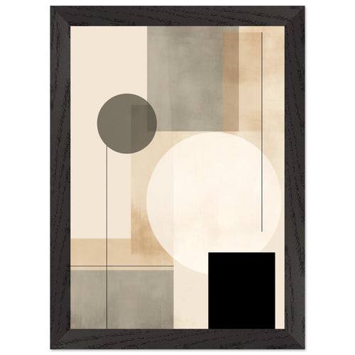 Artfulprints Poster met Lijst Japandi abstract   - A4 21x29.7 cm - Taupe