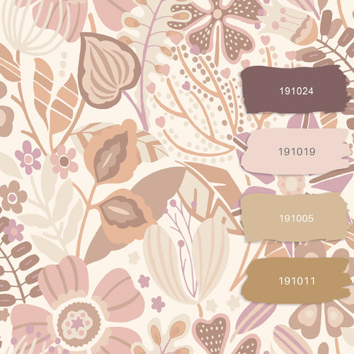 ESTAhome behang bloemmotief beige en lila paars - 53 cm x 10.05 m - 139675