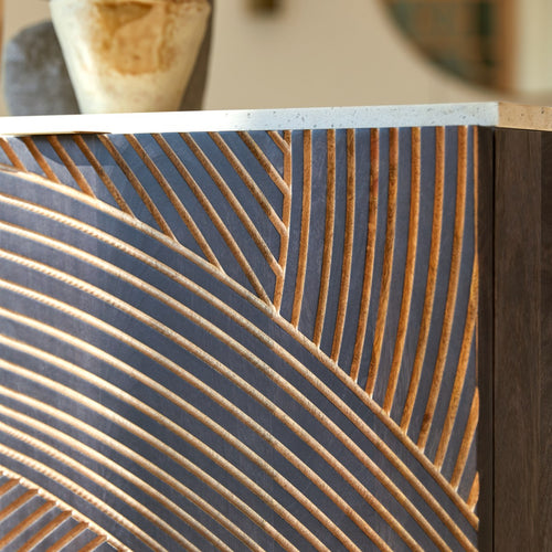 Tikamoon Dressoir van massief mangohout en terrazzo 80 cm - Bruin