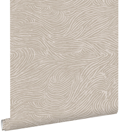 ESTAhome behang 3d golvende lijnen taupe - 50 x 900 cm - 139661 - vtwonen shop
