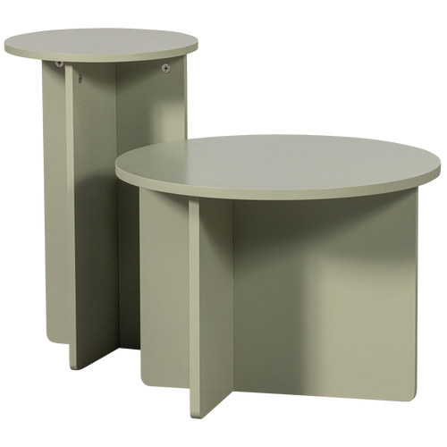 WOOOD bijzettafel Ronny - MDF - Groen/Grijs - 35x48x48 - Set van 2 - vtwonen shop