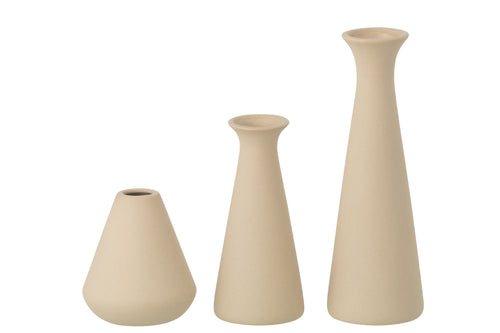 J-Line vaas Soliflore - polyresin - beige - set van 3