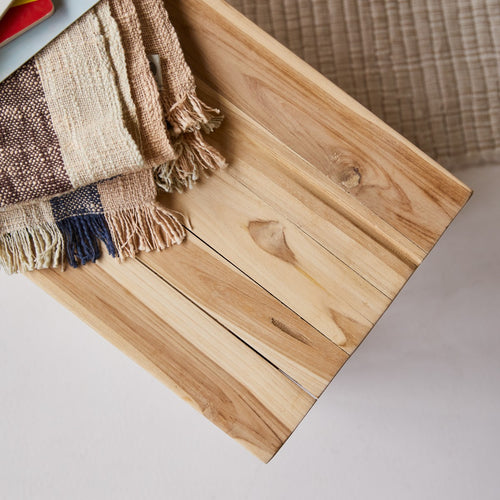 Tikamoon Massief teakhouten decoratief kinderbankje - Naturel - vtwonen shop