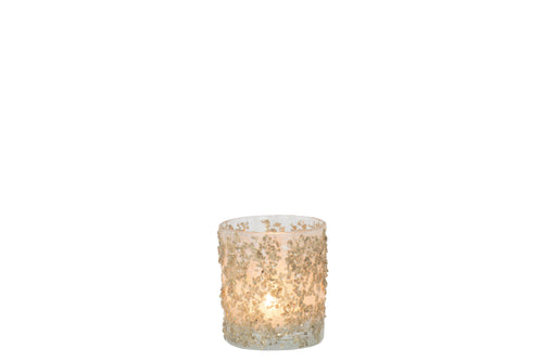J-Line windlicht Glitter - glas - champagne - small - 4 stuks - vtwonen shop