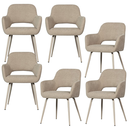 WOOOD eetkamerstoelen Jenny - Polyester - Naturel - Set van 6 - vtwonen shop
