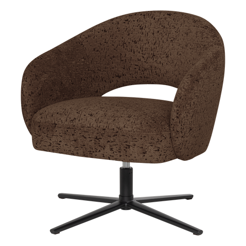 WOOOD draaifauteuil Pico - Wollig Structuur - Bruin - 74x71x69