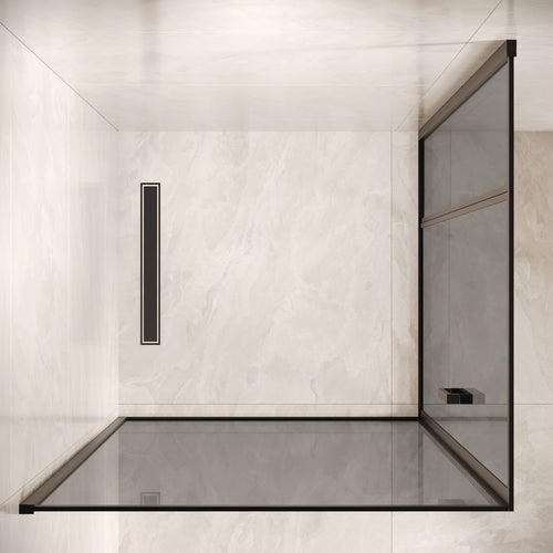 Badplaats Douchecabine Belize 90 x 90 x 190 cm – Zwart met Rookglas – Douchewand met Draaideur
