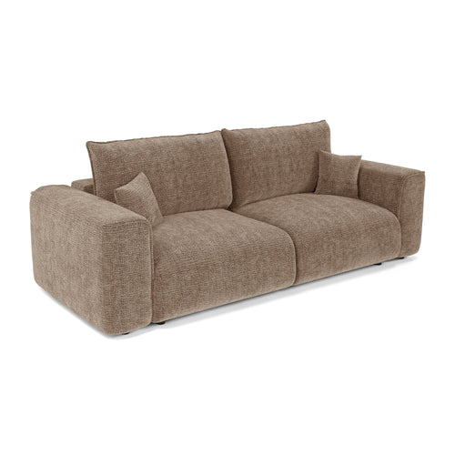 Premium Interiors - Slaapbank met opbergruimte COMO - zacht aanvoelende geweven stof bruin 254cm