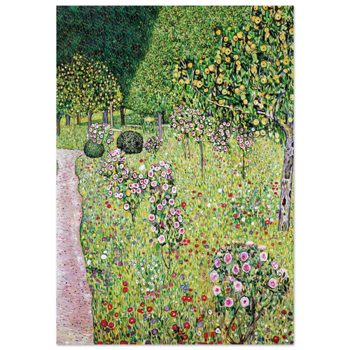 Artfulprints Poster met Lijst Gustav Klimt - Orchard with roses   - 50x70 cm - Groen