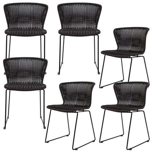 WOOOD tuinstoel Wings - Polyester - Zwart - Set van 6