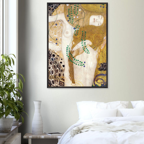 Artfulprints Poster Gustav Klimt - Water snakes   - 50x70 cm - Geel