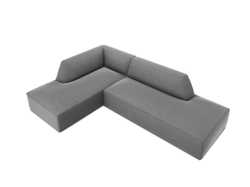 Micadoni linker hoekbank Ruby 4-zits, flueel, grijs - 180x273x69cm