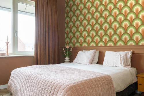 ESTAhome behang art deco bogen groen en bruin - 50 x 900 cm - 131770