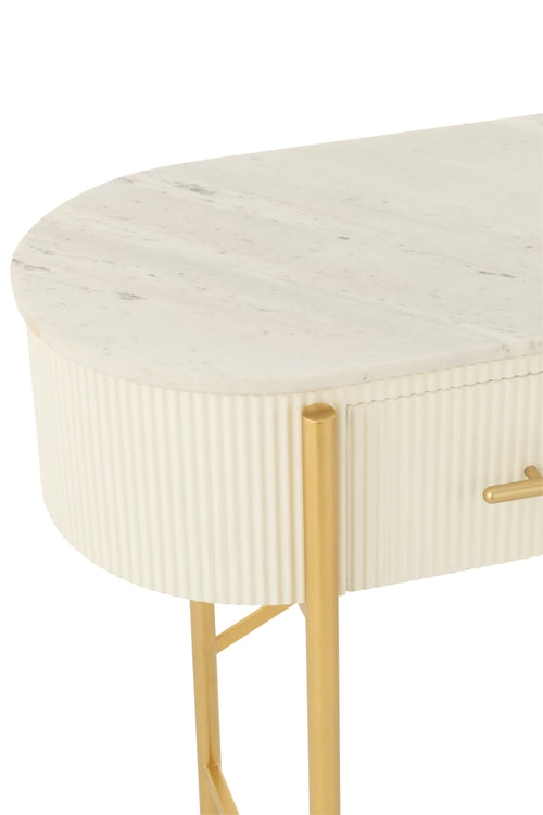 J-Line console Marmer - hout/metaal - wit/goud