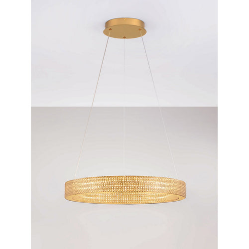 Nova Luce KINARA Geïntegreerde LED-hanglamp voor plafond, platina goud, Triac dimbaar, 70W, 5286lm, 3000K