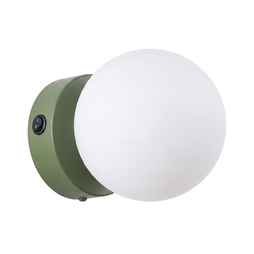 Sollux Lighting Wandlamp YOLI 1 olijfgroen met schakelaar - 12x14x12cm
