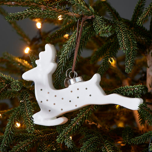 Rivièra Maison Happy Deer Ornament - Porselein - Wit - vtwonen shop