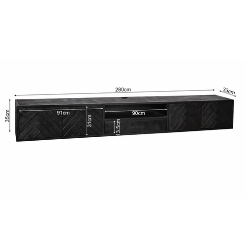 Starfurn  tv meubel New York - zwart - 35x280x33cm