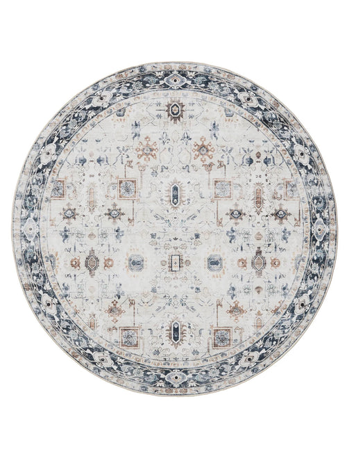 benuta wasbaar vloerkleed George - crème/grijs - ø 120 cm