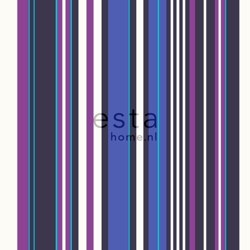 ESTAhome behang strepen paars en blauw - 53 cm x 10.05 m - 116536