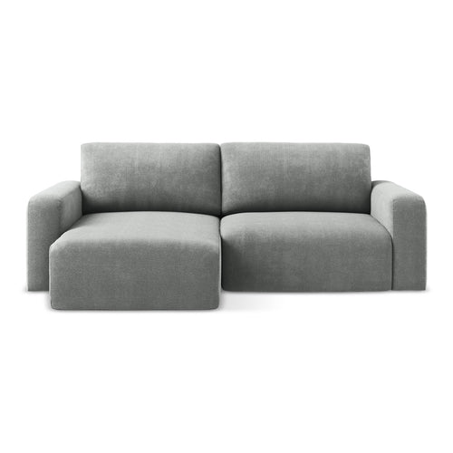 LaMiaSofa hoekbank links Ostia - chenille stof - grijs - 244x149x79