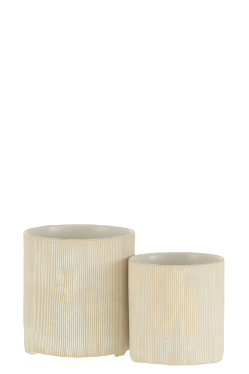 J-Line bloempot Maria Rond - Keramiek - wit - large - Ø 14.5 cm