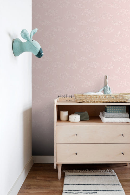 ESTAhome behang wolkjes zacht roze - 50 x 900 cm - 139516