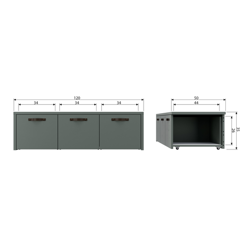 vtwonen kistbank 120 cm & bureau 110 cm Stage - Grenen - Soap - 36x120x50/122x110x58