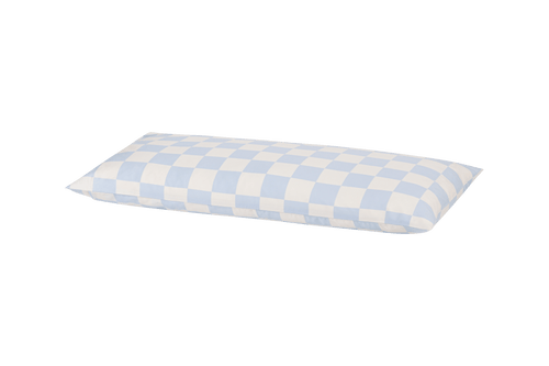 noo.ma Plu kussensloop - katoensatijn 300 TC, 50 x 80 cm, babyblauw-wit