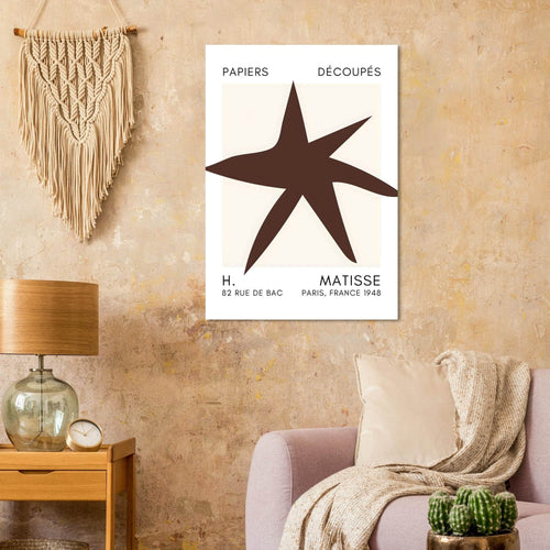 Artfulprints Poster Matisse – Star of the sea brown   - 70x100 cm - Bruin