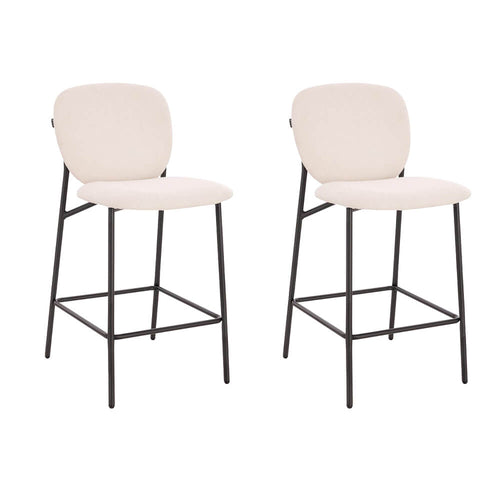 HOME DELUXE CELDA Bouclé Fluweel - Set van 2 Wit | Barstoelen