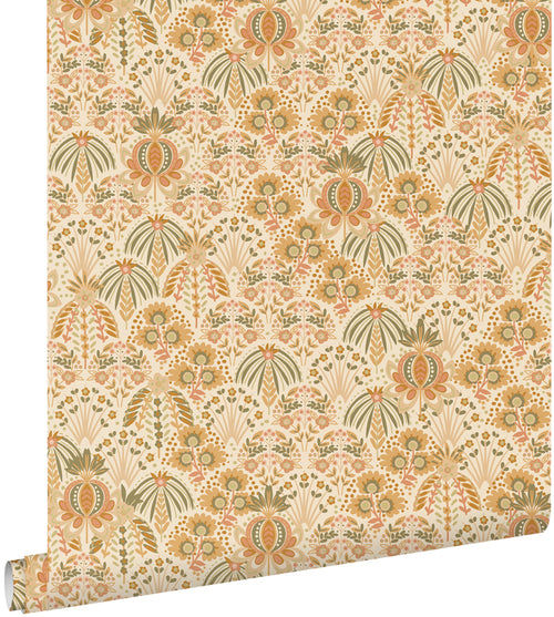 ESTAhome behang vintage bloemen in art nouveau stijl oranje en okergeel - 50 x 900 cm - 131509 - vtwonen shop