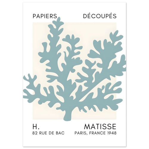 Artfulprints  Matisse – Aqua bloom turquoise   poster 50x70 cm - vtwonen shop