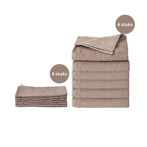 Ten Cate handdoeken 6 stuks - 50x100 cm - washandjes 6 stuks - taupe - vtwonen shop