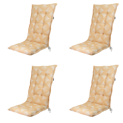 Madison tuinstoelkussen hoge rug Napels - geel - 123x50x5cm - set van 4