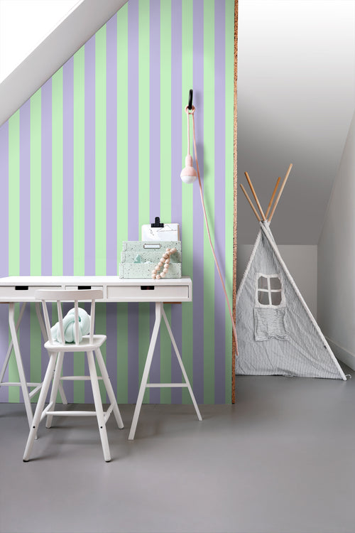 ESTAhome behang strepen paars en groen - 50 x 900 cm - 131573 - vtwonen shop